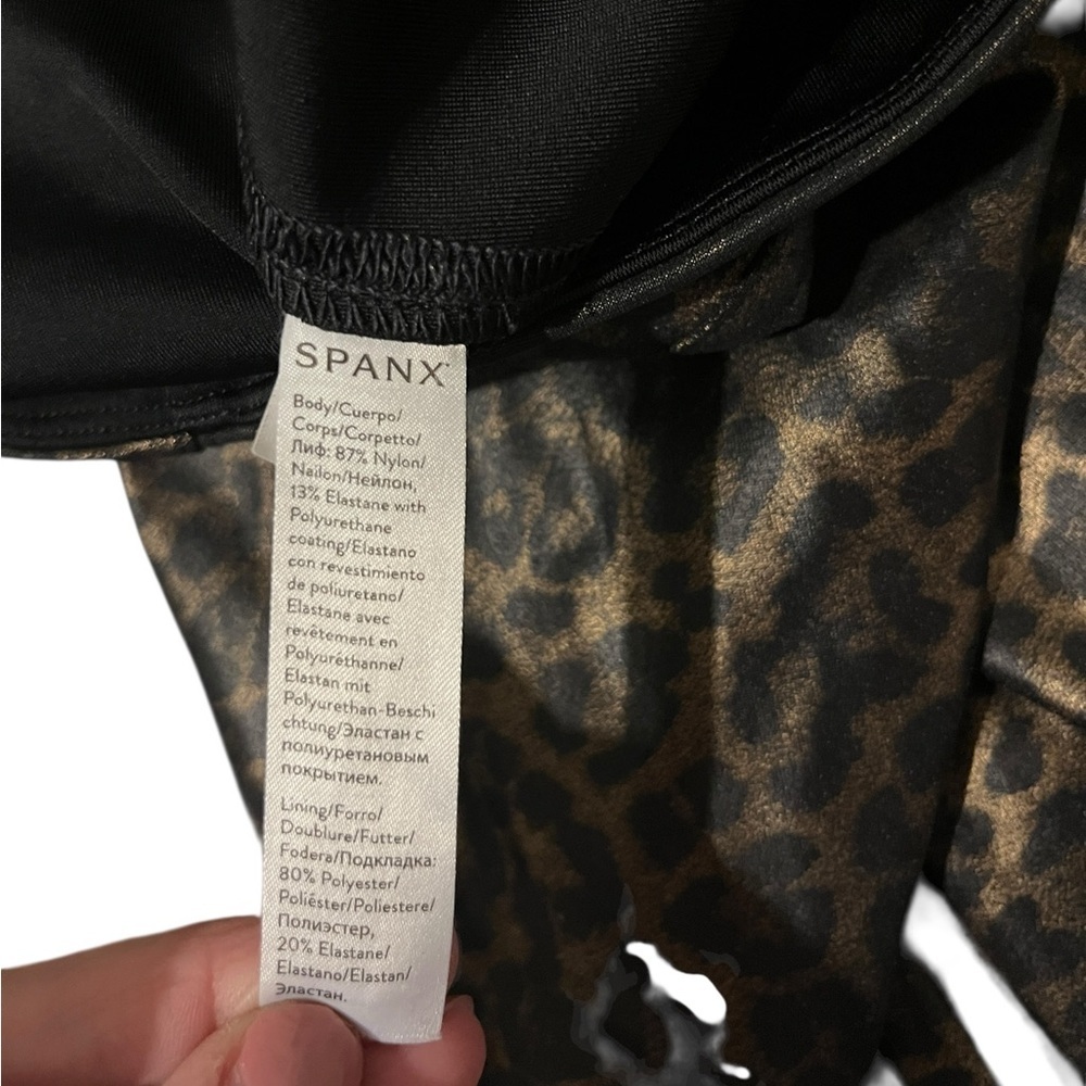 SPANX Leopard Print Faux Leather Leggings Sz S - Picture 4 of 7